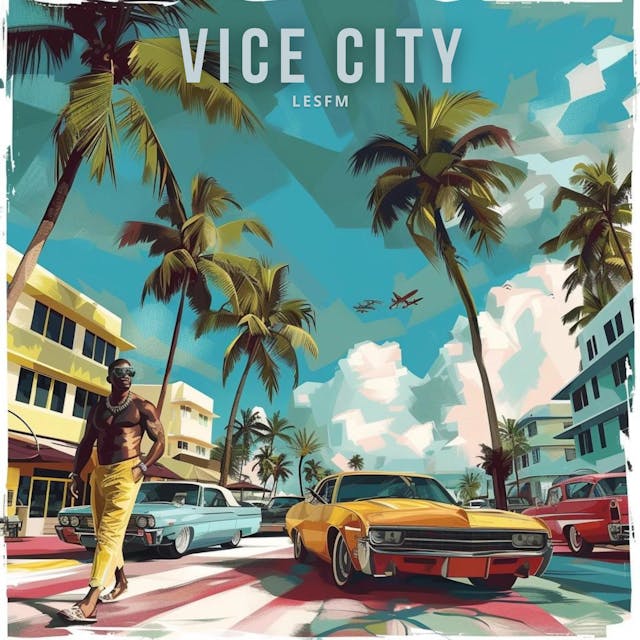 Experience the vibrant energy of 'Vice City,' an electro guitar track that exudes positivity and excitement.